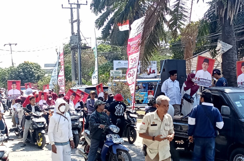 Sumitra, calon Kepala Desa Tridayasakti nomor urut 3, menyampaikan visi dan misi dalam kampanye Pilkades Tridayasakti 2026